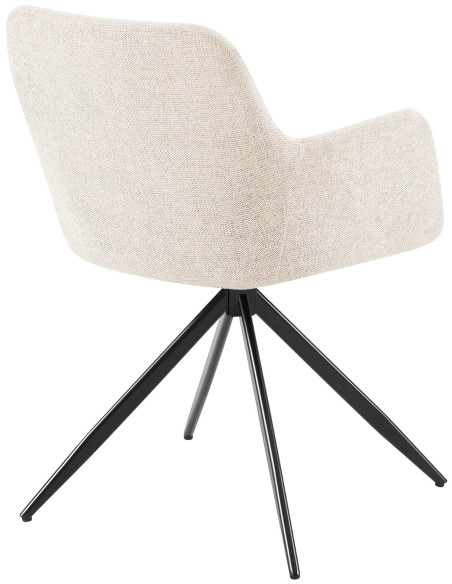 Fauteuil de table pivotant en Tissu Blanc crème Métal Noir Drelis - 3