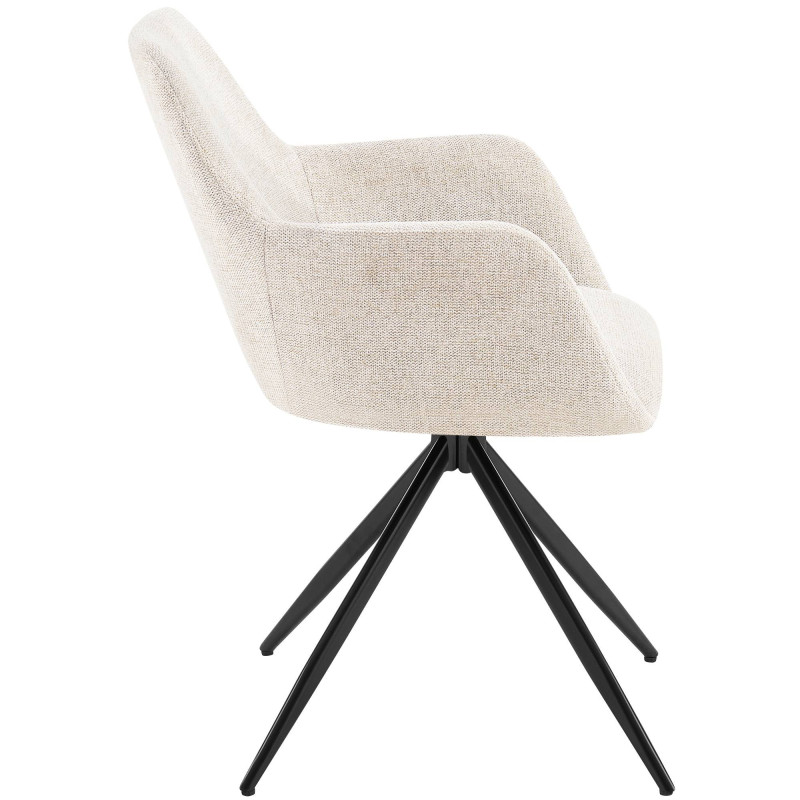 Fauteuil de table pivotant en Tissu Blanc crème Métal Noir Drelis - 2