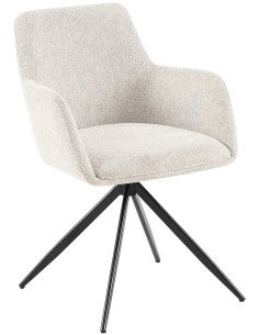 Fauteuil de table pivotant en Tissu Blanc crème Métal Noir Drelis - 1