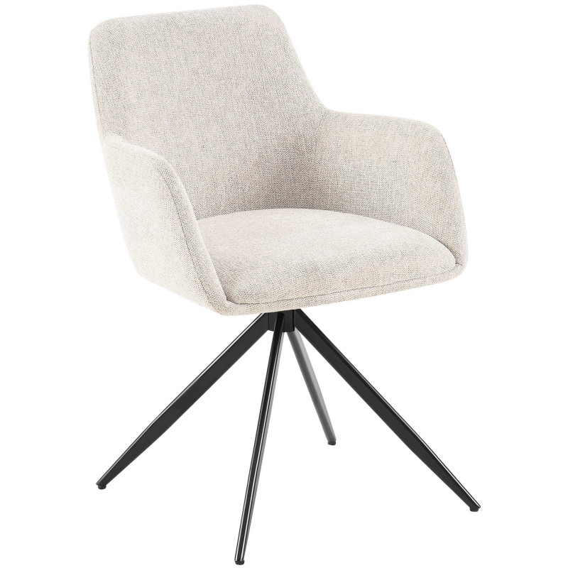 Fauteuil de table pivotant en Tissu Blanc crème Métal Noir Drelis - 1