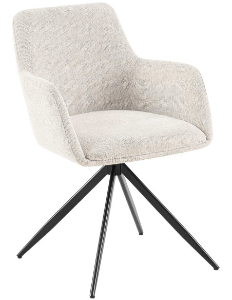 Fauteuil de table pivotant en Tissu Blanc crème Métal Noir Drelis - 1