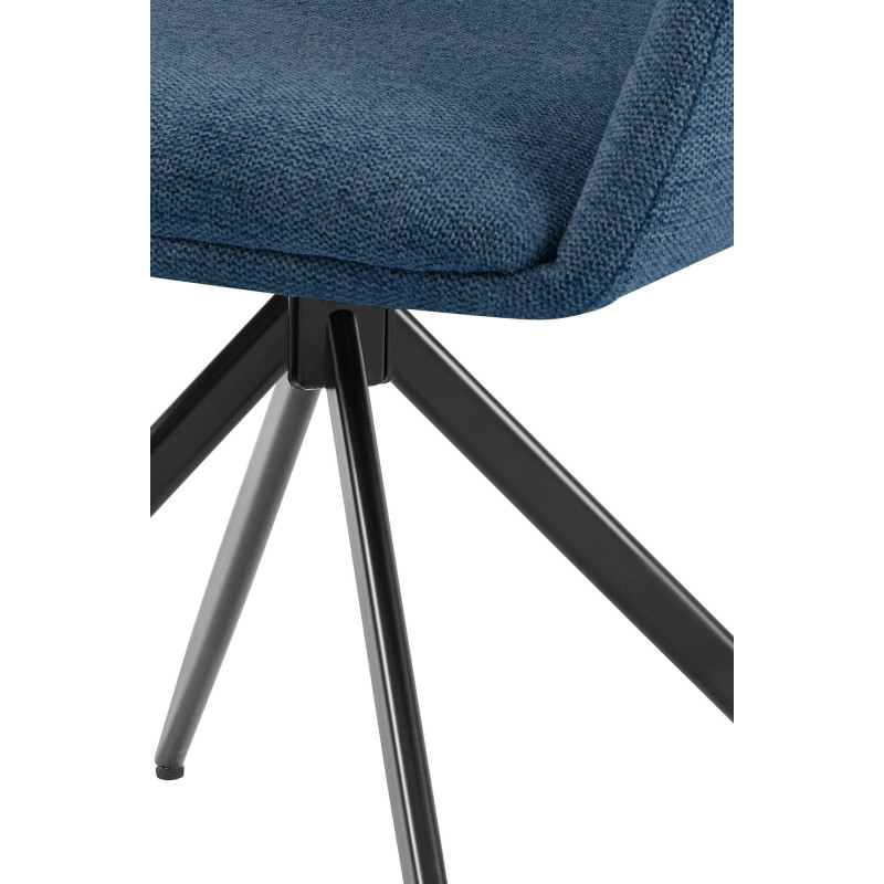 Fauteuil de table pivotant en Tissu Bleu Métal Noir Drelis - 5