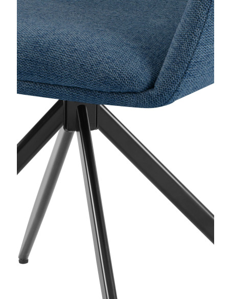Fauteuil de table pivotant en Tissu Bleu Métal Noir Drelis - 5