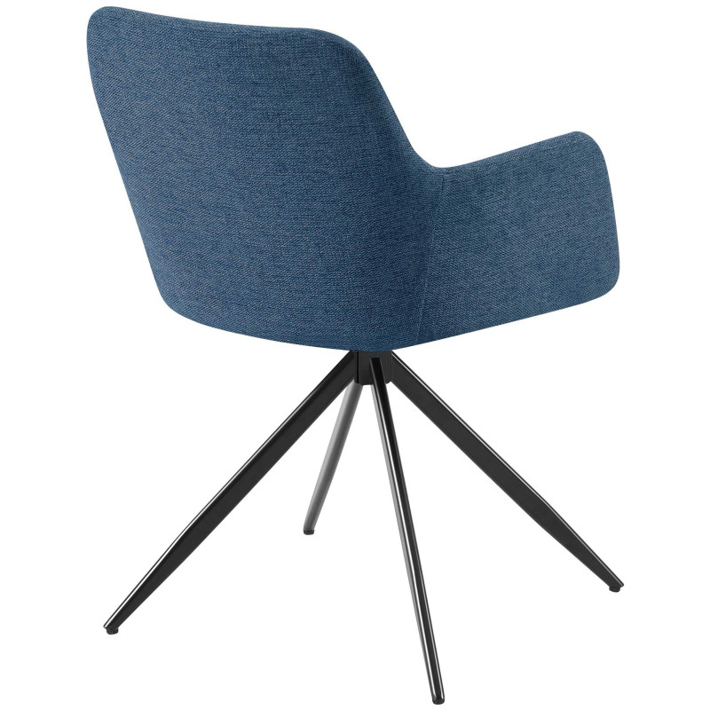 Fauteuil de table pivotant en Tissu Bleu Métal Noir Drelis - 3