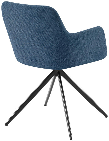 Fauteuil de table pivotant en Tissu Bleu Métal Noir Drelis - 3