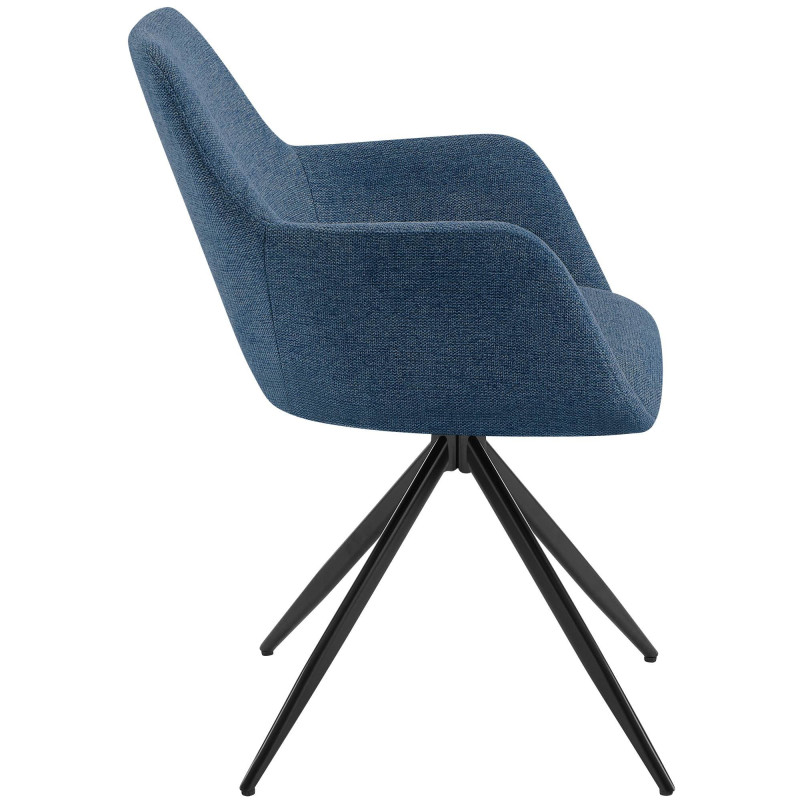 Fauteuil de table pivotant en Tissu Bleu Métal Noir Drelis - 2