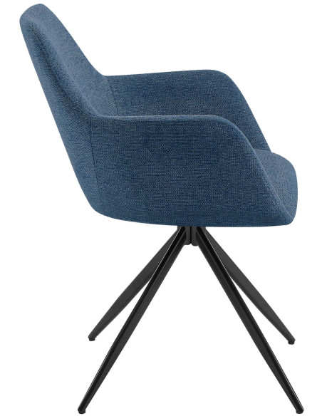 Fauteuil de table pivotant en Tissu Bleu Métal Noir Drelis - 2