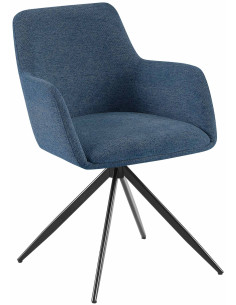 Fauteuil de table pivotant en Tissu Bleu Métal Noir Drelis - 1