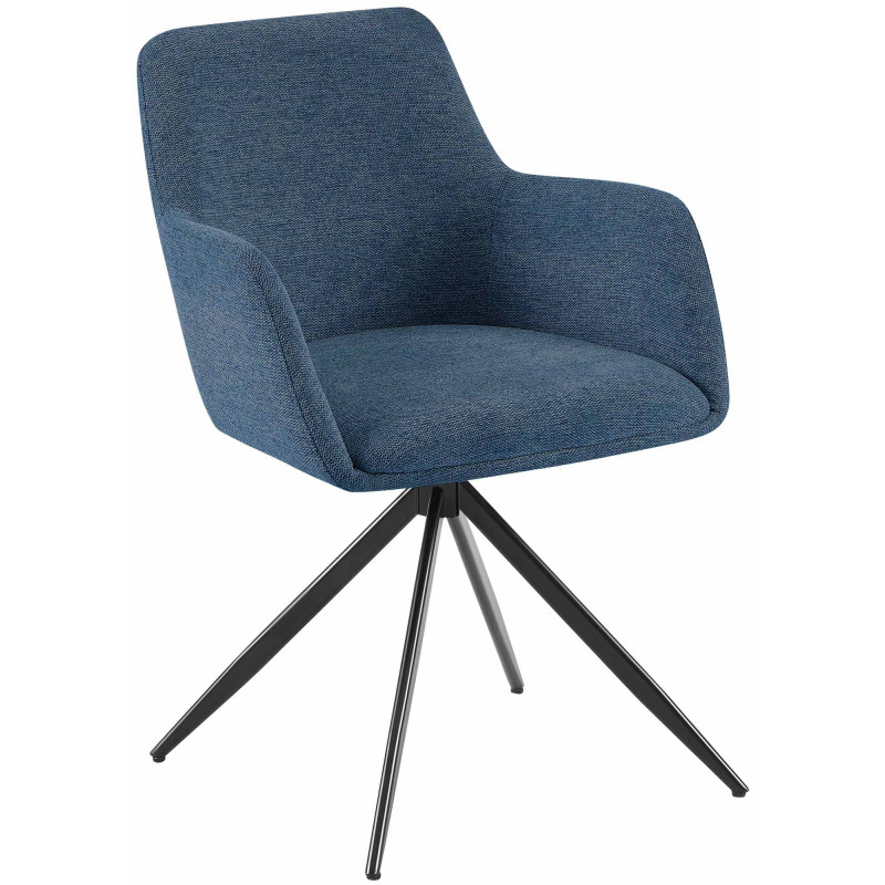 Fauteuil de table pivotant en Tissu Bleu Métal Noir Drelis - 1