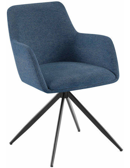 Fauteuil de table pivotant en Tissu Bleu Métal Noir Drelis - 1