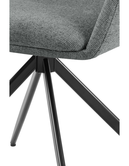 Fauteuil de table pivotant en Tissu Gris Métal Noir Drelis - 5