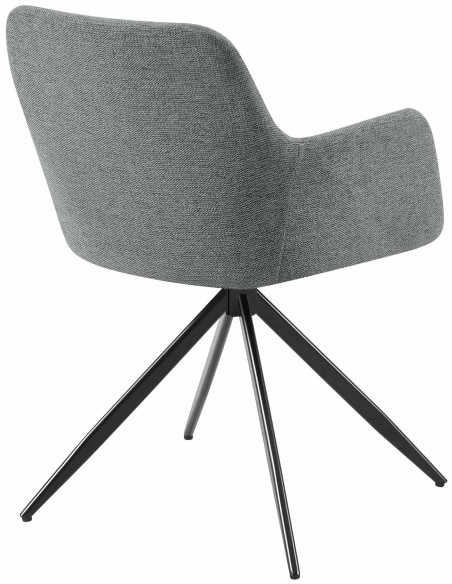 Fauteuil de table pivotant en Tissu Gris Métal Noir Drelis - 3