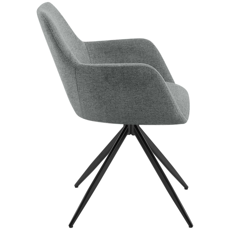 Fauteuil de table pivotant en Tissu Gris Métal Noir Drelis - 2