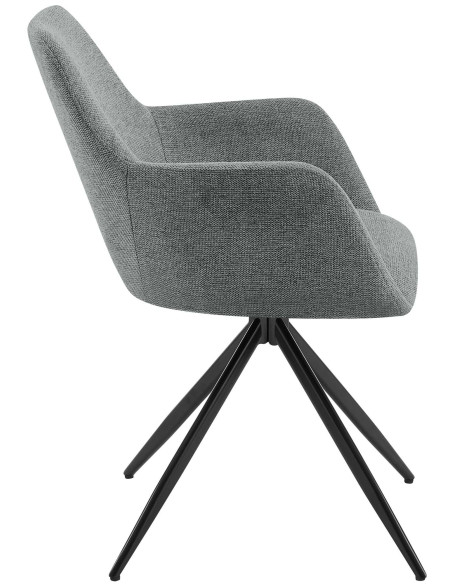 Fauteuil de table pivotant en Tissu Gris Métal Noir Drelis - 2