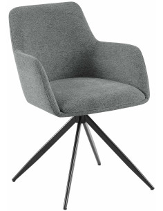 Fauteuil de table pivotant en Tissu Gris Métal Noir Drelis - 1