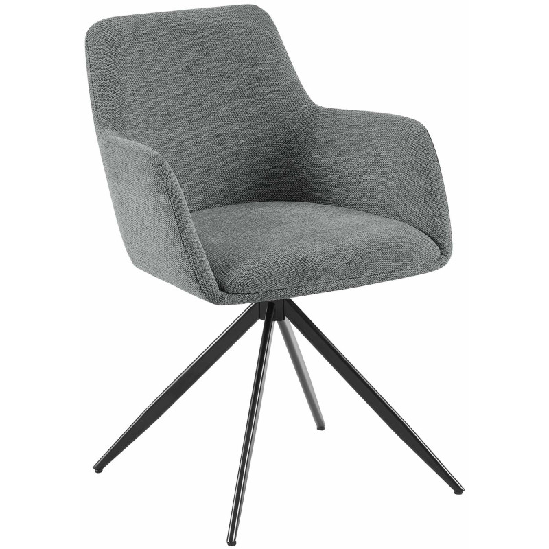 Fauteuil de table pivotant en Tissu Gris Métal Noir Drelis - 1
