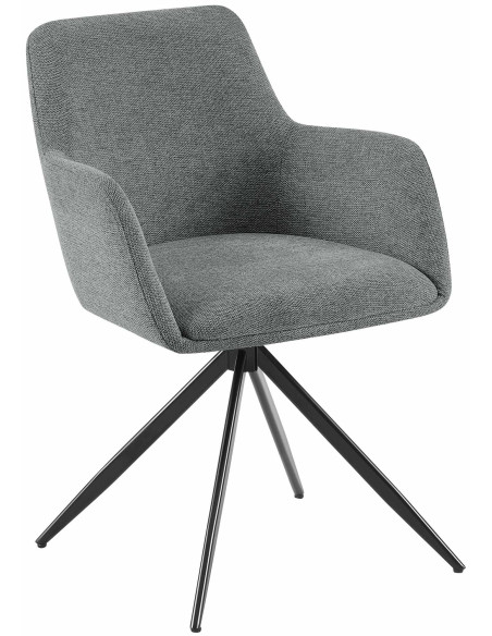 Fauteuil de table pivotant en Tissu Gris Métal Noir Drelis - 1