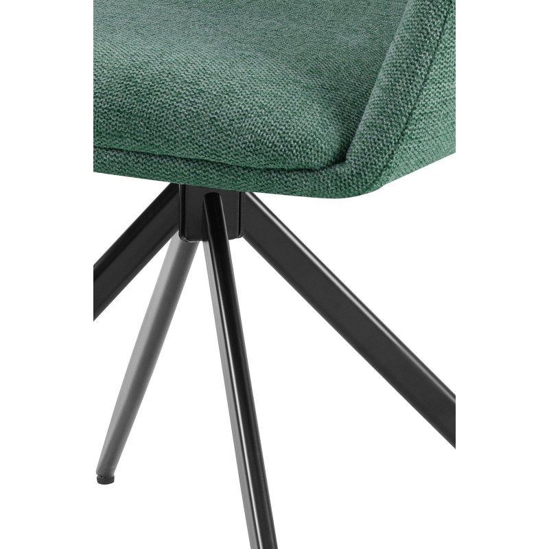 Fauteuil de table pivotant en Tissu Vert Métal Noir Drelis - 5
