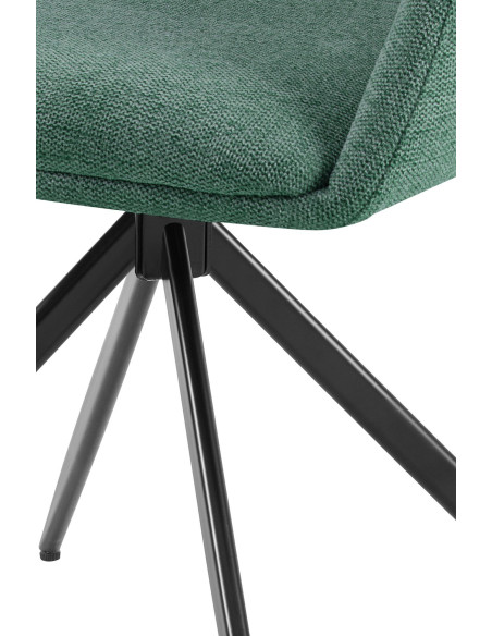 Fauteuil de table pivotant en Tissu Vert Métal Noir Drelis - 5