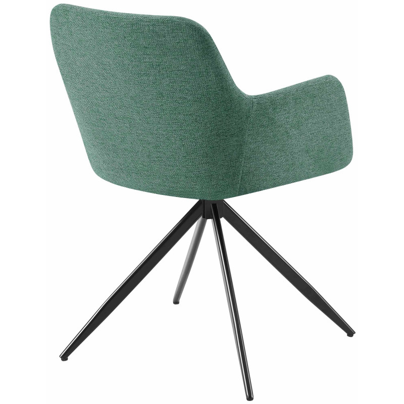 Fauteuil de table pivotant en Tissu Vert Métal Noir Drelis - 3