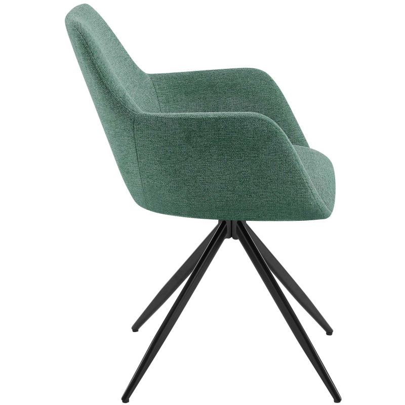 Fauteuil de table pivotant en Tissu Vert Métal Noir Drelis - 2