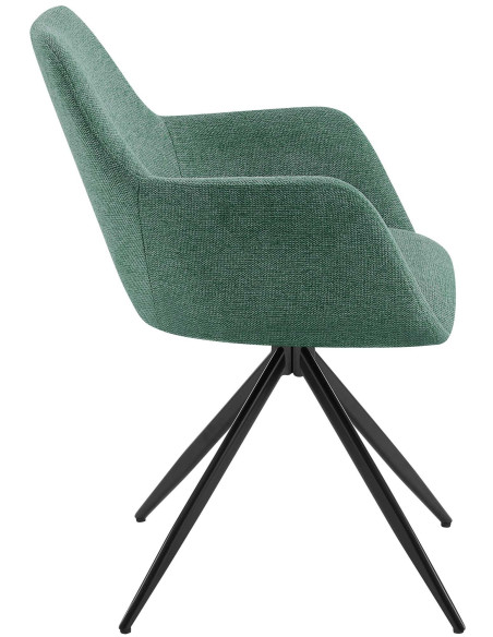 Fauteuil de table pivotant en Tissu Vert Métal Noir Drelis - 2