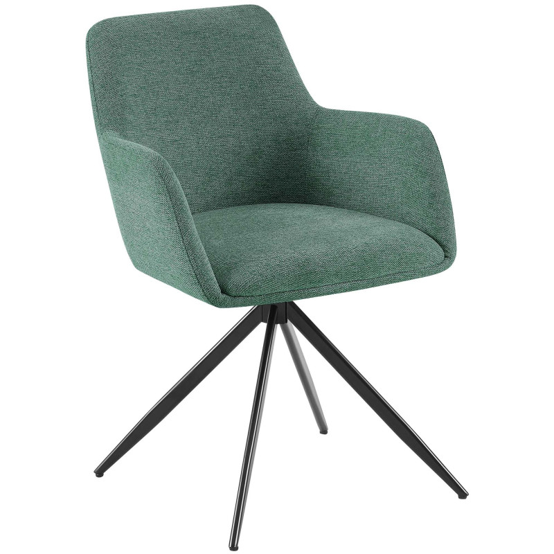 Fauteuil de table pivotant en Tissu Vert Métal Noir Drelis - 1