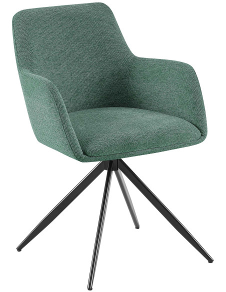 Fauteuil de table pivotant en Tissu Vert Métal Noir Drelis - 1