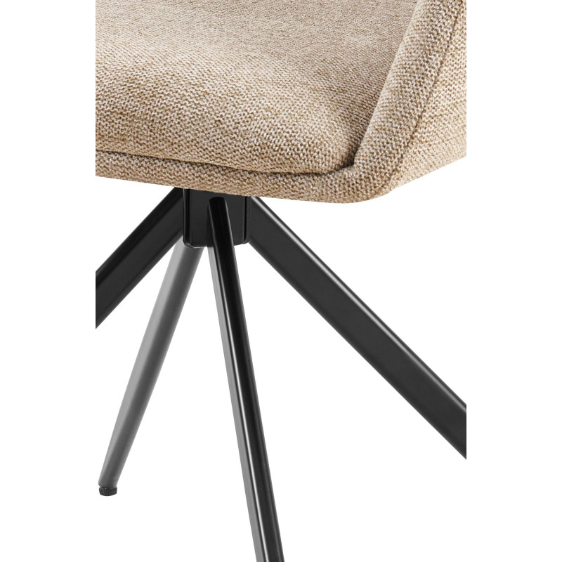 Fauteuil de table pivotant en Tissu Taupe Métal Noir Drelis - 5