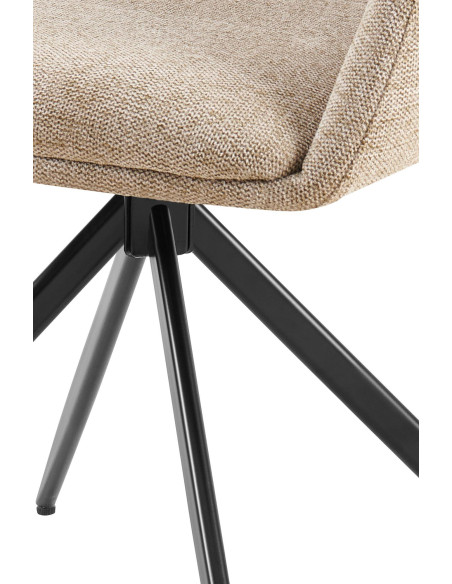 Fauteuil de table pivotant en Tissu Taupe Métal Noir Drelis - 5