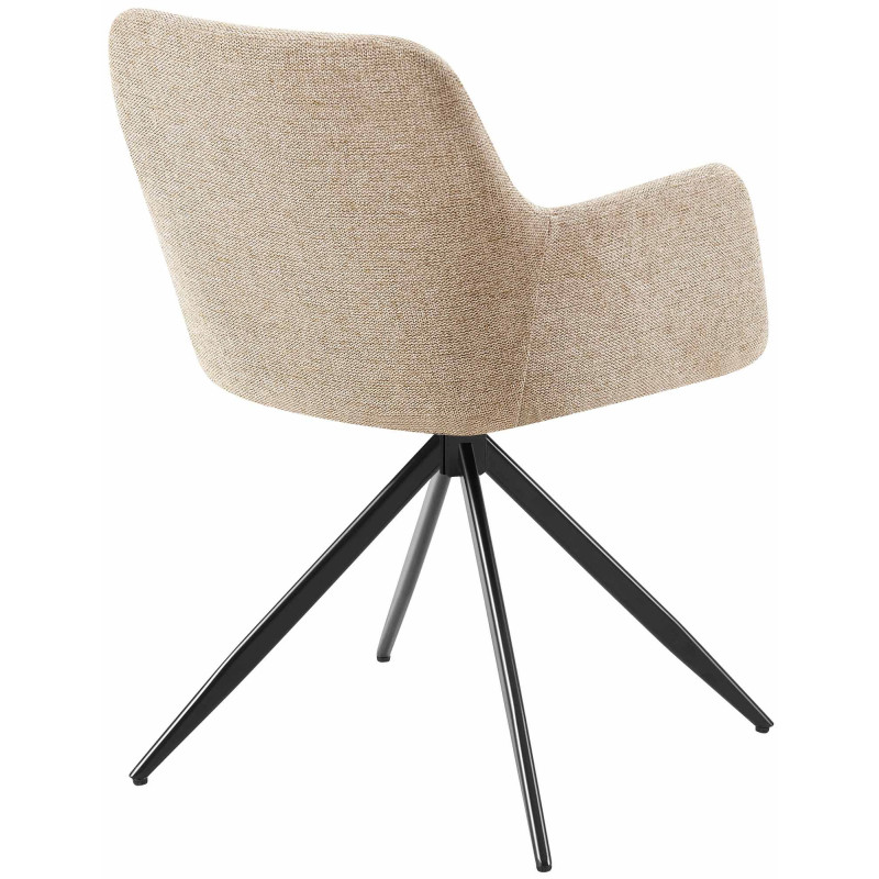 Fauteuil de table pivotant en Tissu Taupe Métal Noir Drelis - 3