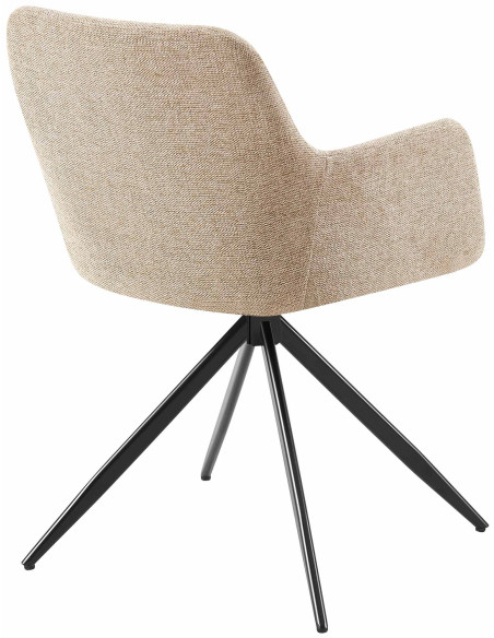 Fauteuil de table pivotant en Tissu Taupe Métal Noir Drelis - 3