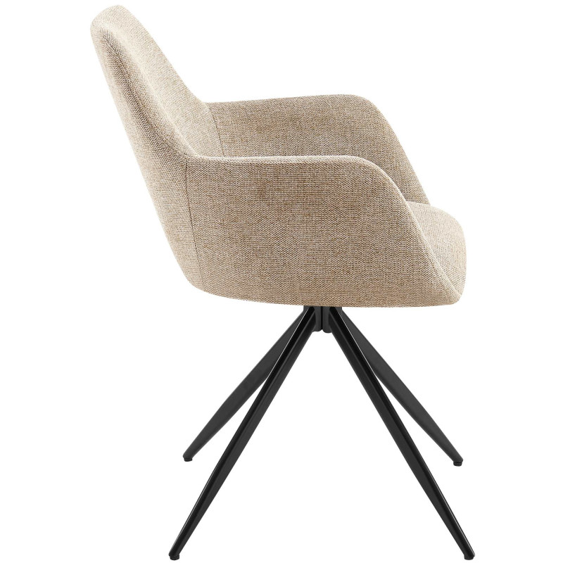 Fauteuil de table pivotant en Tissu Taupe Métal Noir Drelis - 2
