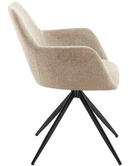 Fauteuil de table pivotant en Tissu Taupe Métal Noir Drelis - 2