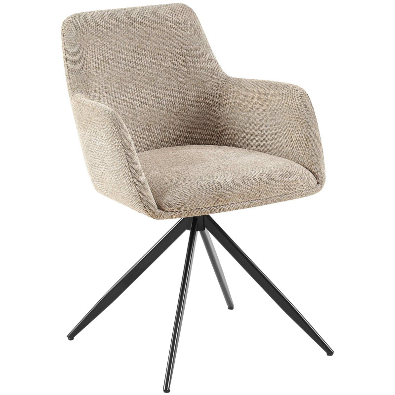 Fauteuil de table pivotant en Tissu Taupe Métal Noir Drelis - 1
