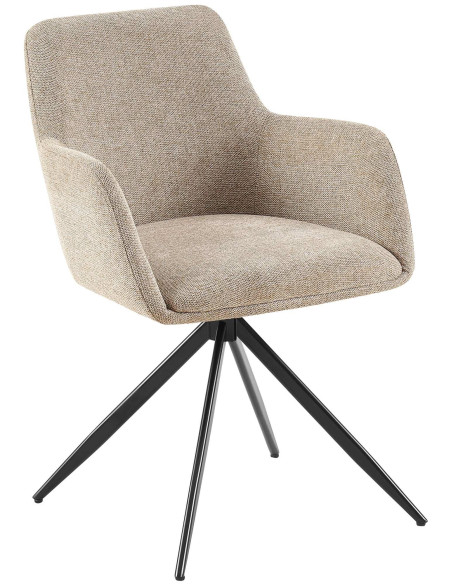 Fauteuil de table pivotant en Tissu Taupe Métal Noir Drelis - 1