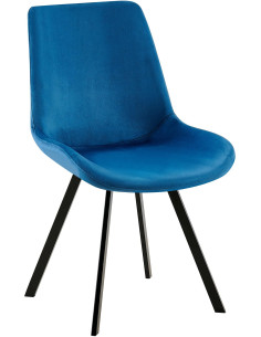 Chaise pivotante moderne en Velours Bleu foncé Métal Noir Zelyra - 1