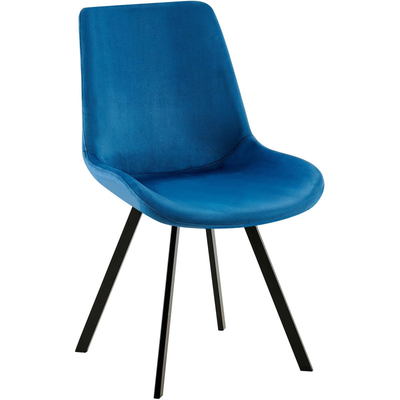 Chaise pivotante moderne en Velours Bleu foncé Métal Noir Zelyra - 1