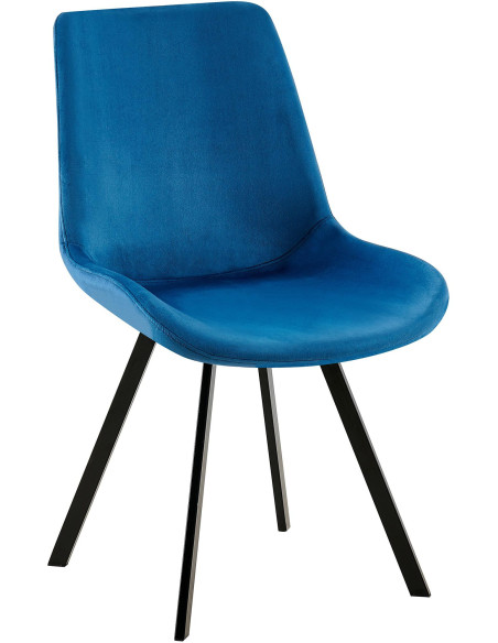 Chaise pivotante moderne en Velours Bleu foncé Métal Noir Zelyra - 1