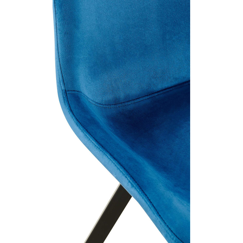 Chaise pivotante moderne en Velours Bleu foncé Métal Noir Zelyra - 2