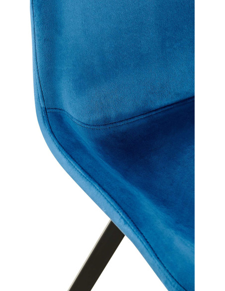 Chaise pivotante moderne en Velours Bleu foncé Métal Noir Zelyra - 2