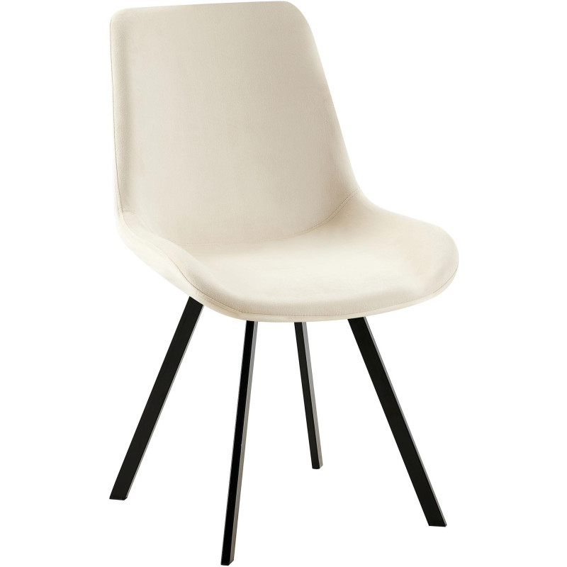 Chaise pivotante moderne en Velours Blanc crème Métal Noir Zelyra - 1