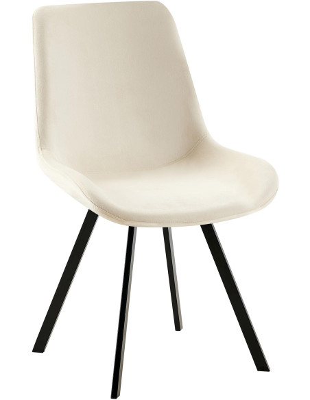 Chaise pivotante moderne en Velours Blanc crème Métal Noir Zelyra - 1