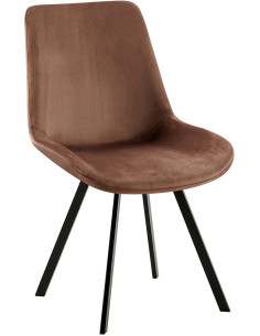 Chaise pivotante moderne en Velours Marron Métal Noir Zelyra - 1