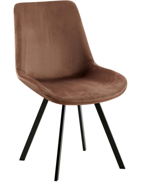 Chaise pivotante moderne en Velours Marron Métal Noir Zelyra - 1