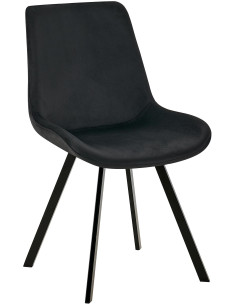Chaise pivotante moderne en Velours Noir Métal Noir Zelyra - 1