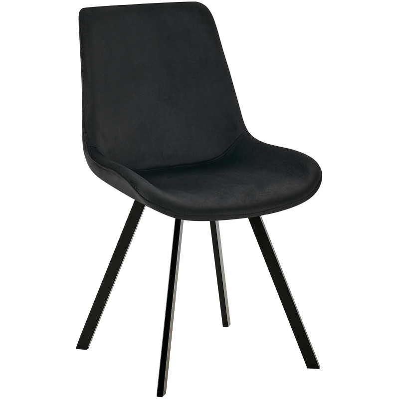 Chaise pivotante moderne en Velours Noir Métal Noir Zelyra - 1