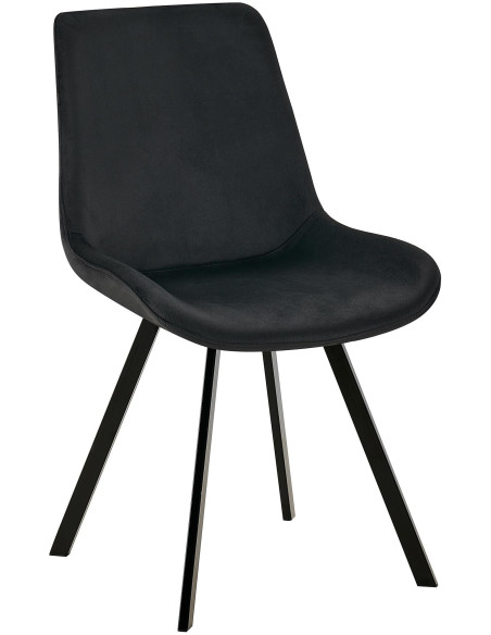 Chaise pivotante moderne en Velours Noir Métal Noir Zelyra - 1
