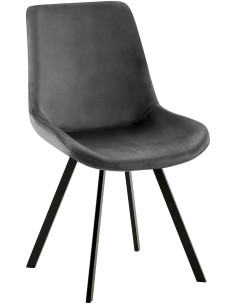 Chaise pivotante moderne en Velours Gris foncé Métal Noir Zelyra - 1