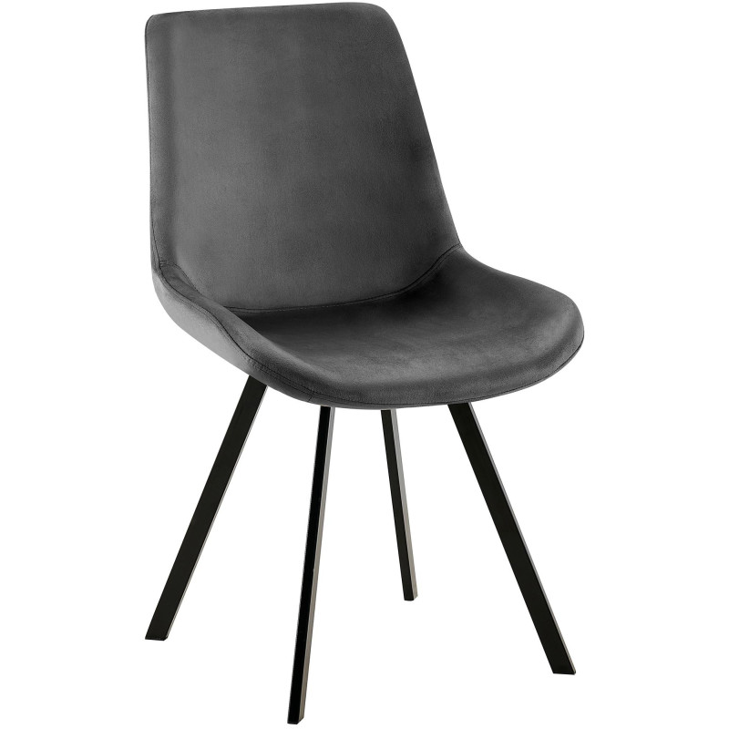 Chaise pivotante moderne en Velours Gris foncé Métal Noir Zelyra - 1